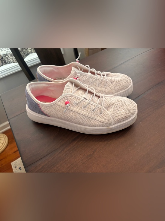 Hey Dude Shoes - Hey Dude Women's Cody with Crafted Mix Eyelet White with pink accents